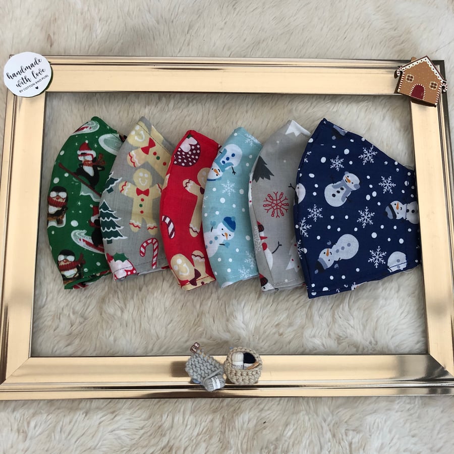 Handmade Christmas Face Mask.100%Cotton