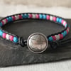 Transgender colours bead and leather bracelet, LGBTQ 