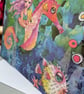 Quirky Mermaid riding a seahorse blank card for any occasion - Image 4