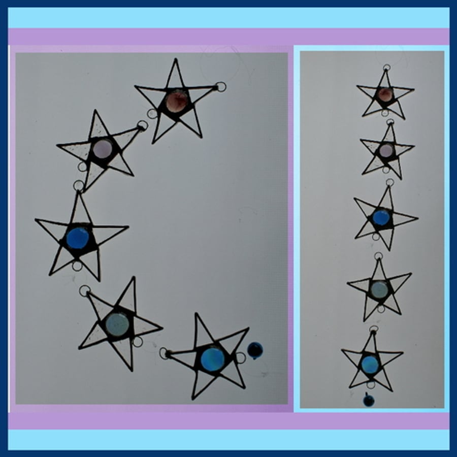 RESERVED for RUTH Star String Mobile Suncatcher Stained Glass Window Decoration