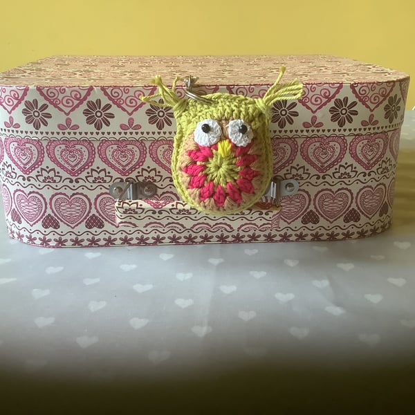 Mandala good luck owl keyholder