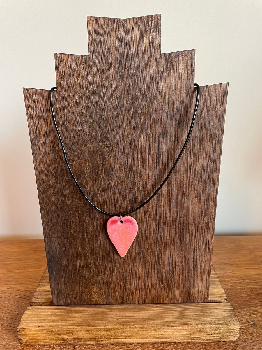 Pink ceramic love heart pendants