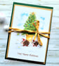 Christmas Cards - Christmas Tree, Hedgehogs - Set of 4 original christmas cards - Image 2