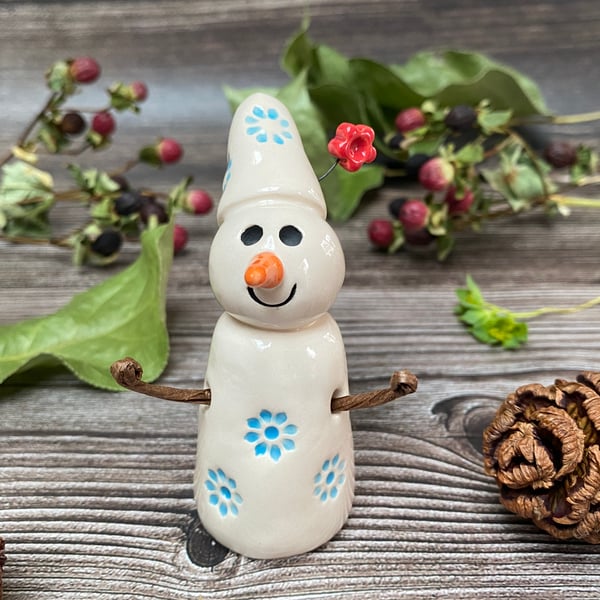 Handmade Ceramic Snowflakes Snowman