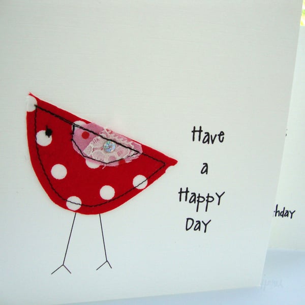 polka dot bird birthday card