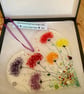 Pretty flower meadow fused glass hanging heart Art Picture Sun Catcher