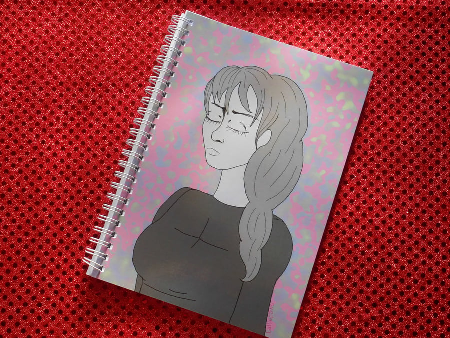 Notebook, girl, pink, art, emo, lined, journal, diary, school