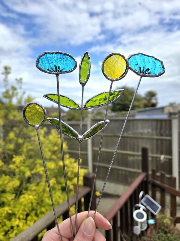 Stained Glass Flower Stems, Forever Bouquet, Stained Glass Artificial Flowers