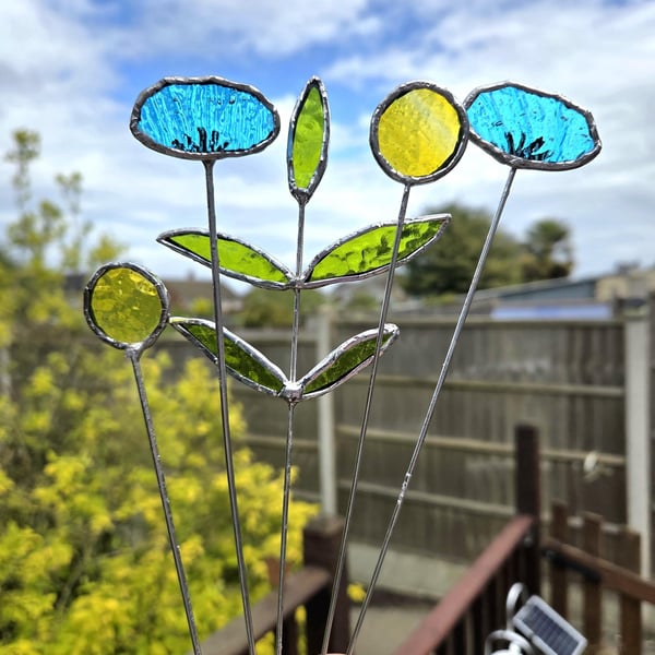 Stained Glass Flower Stems, Forever Bouquet, Stained Glass Artificial Flowers