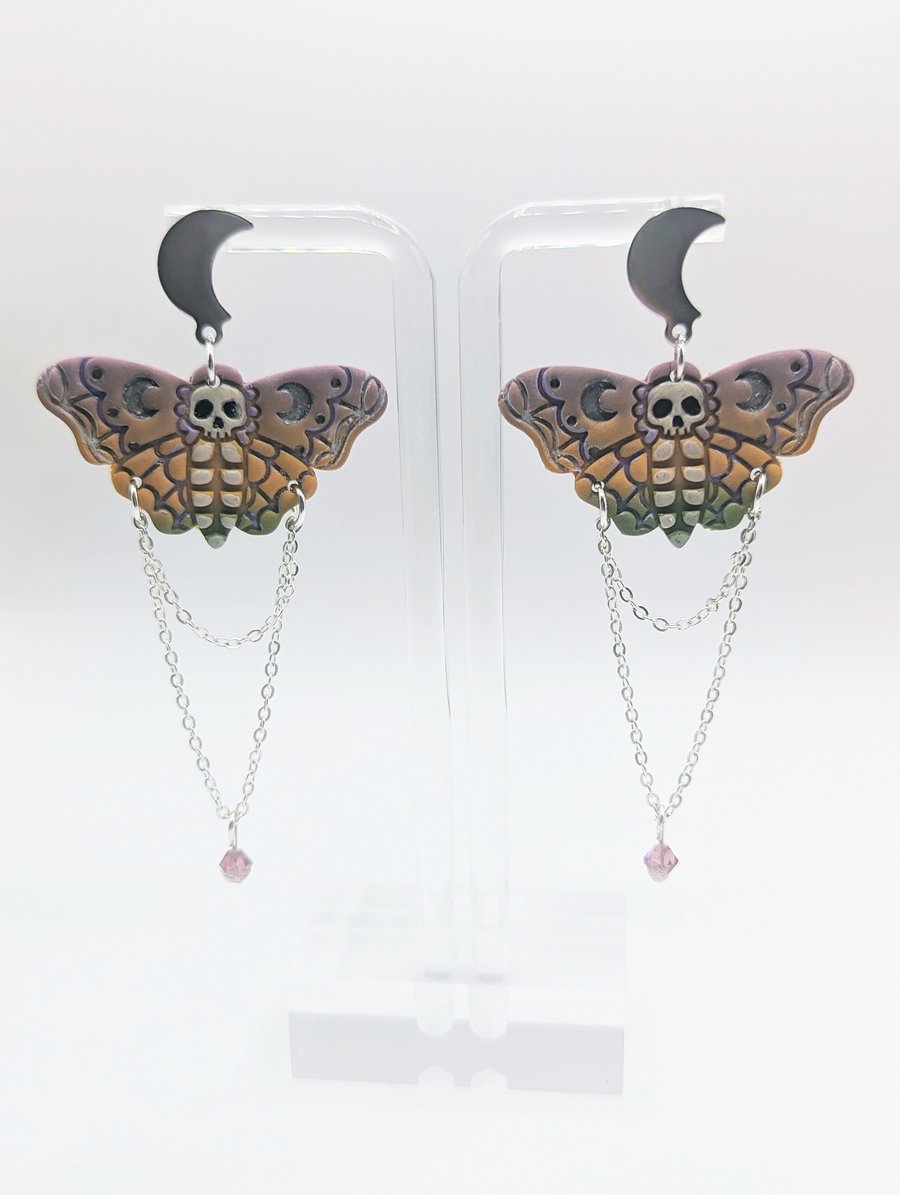 Death's Head Moth Earrings - Handmade Unique Earrings