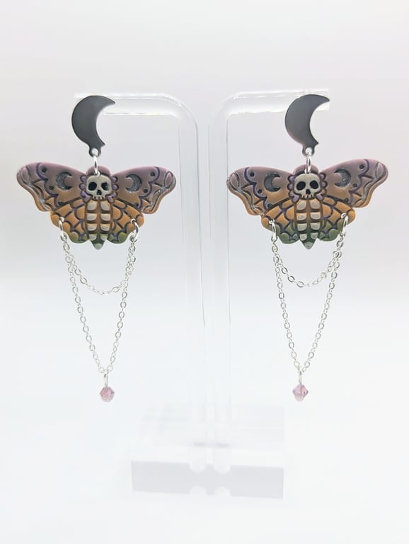 Death's Head Moth Earrings - Handmade Unique Earrings