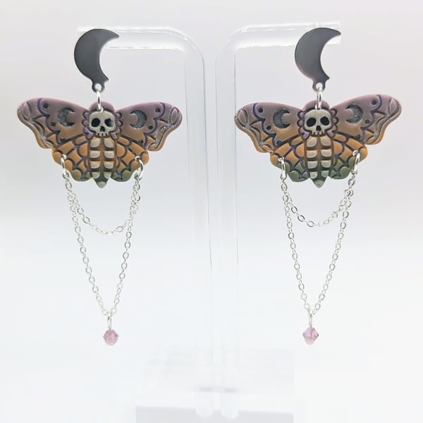Death's Head Moth Earrings - Handmade Unique Earrings