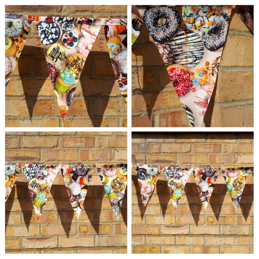 Bunting in pvc cup cakes and doughnuts, sale. 