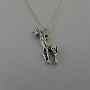 giraffe pendant necklace silver plated 18" curb chain