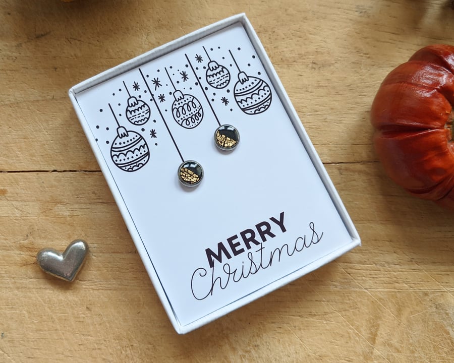 Merry Christmas stud earring gift set
