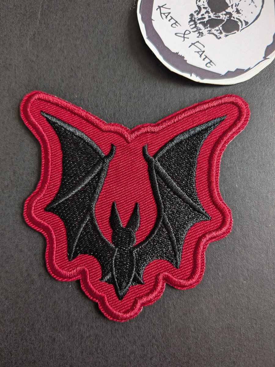 Bat Embroidered Iron-On Patch - 7.6x7cm
