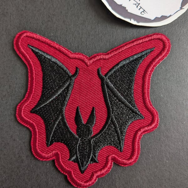 Bat Embroidered Iron-On Patch - 7.6x7cm