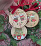 Set of 3 Hand-painted Christmas log slice decorations  - Image 5
