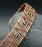 Woven zigzag copper cuff with green beads - Image 3