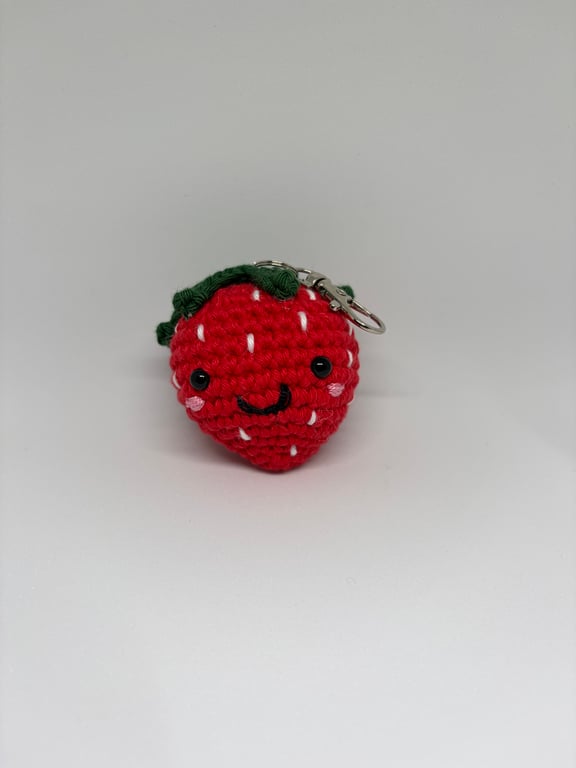 Handmade Crochet Strawberry Keychain