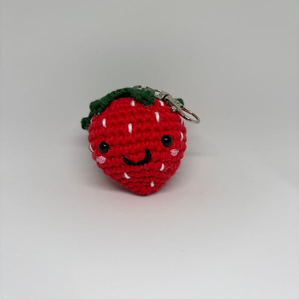 Handmade Crochet Strawberry Keychain