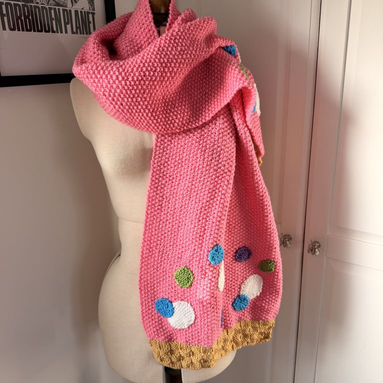 Hand Knitted Polka Dot Scarf