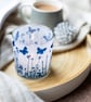 Butterfly Meadow Cyanotype candle holder white & blue, Nature inspired gift  - Image 5