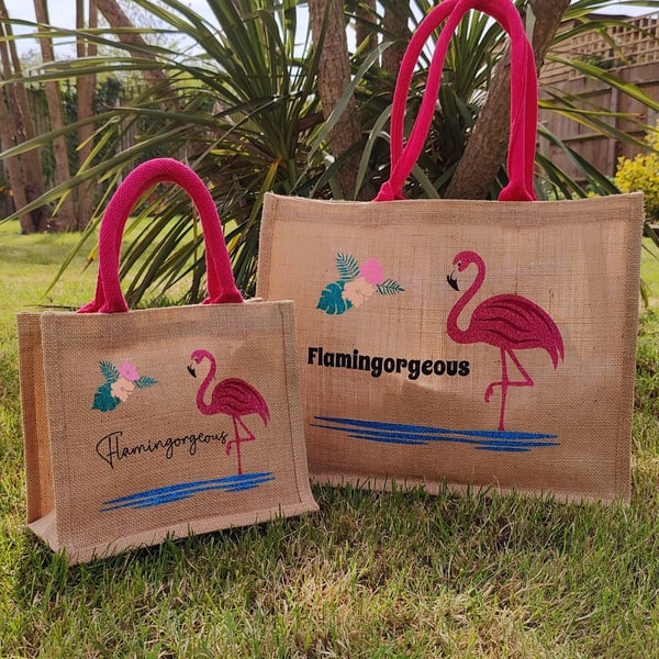 Flamingorgeous Flamingo Jute Bag