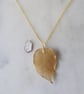 Gold Plated Natural Leaf Pendant no. 2 with gold plated Chain