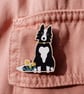 Large Collie Wooden Pin Brooch - Image 1