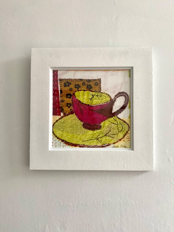 Take time for tea, original textile art print