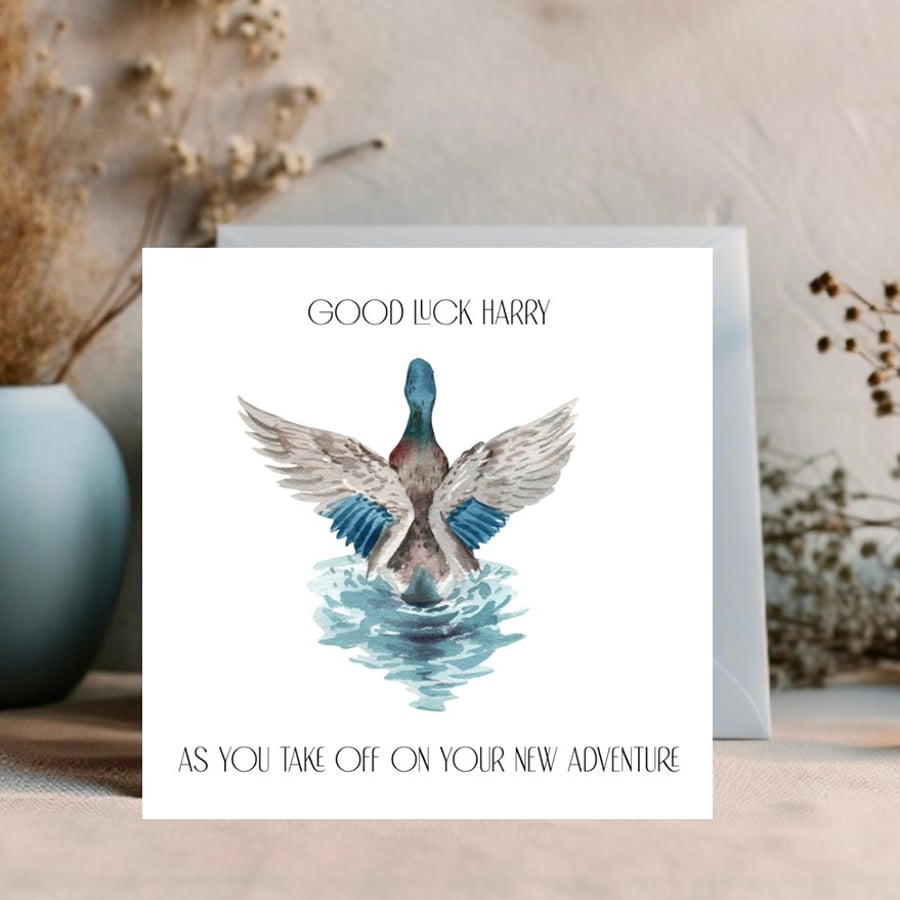 Personalised Good Luck Card, New adventure, travels, 
