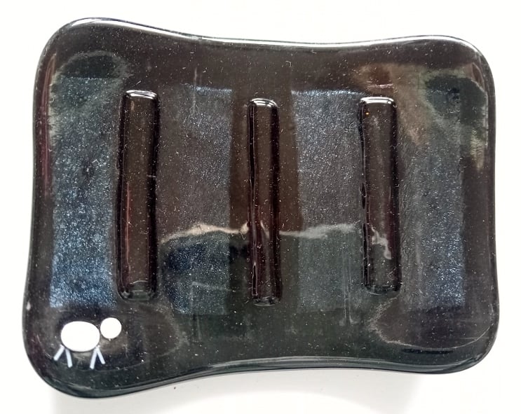 Fused  glass soap dish with Sheep detail
