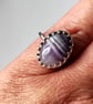 Sterling Silver Adjustable Ring Chevron Amethyst Oval Gemstone Jewellery Gift - Image 4