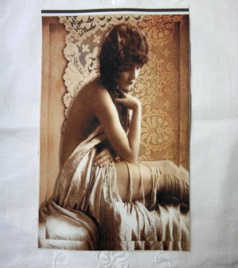 Edwardian lace lady slow sew textile art sewing fabric artists sewing embroidery