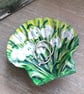 Snowdrops handpainted king scallop shell trinket dish - Image 1