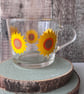 Sunflower Glass Mug, Floral Glass Mug, Summer Flower Cup, Botanical Gift, - Image 3