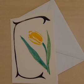 Tulip a yellow flower spring botanical art note card