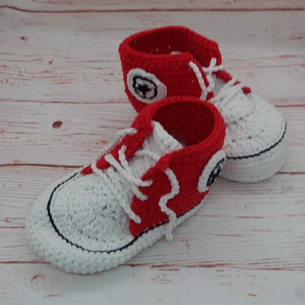 Crocheted Baby Sneakers, Crocheted Baby Boy Girl Booties, Baby Shower Gift
