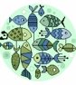 080 - Retro Fish Contemporary Mid Century Modern Wall Art - Cross Stitch Pattern