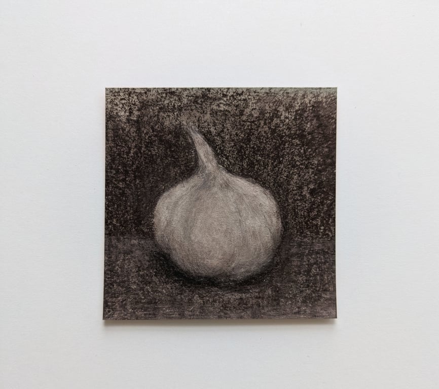 Garlic Original Drawing - Small Kitchen Wall Art 