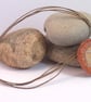 Round fabric necklace with silver thread machine embroidery - Image 4