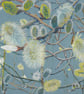 Willow flower card with blue background - Image 1