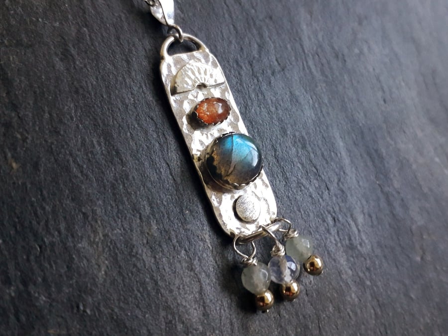 Boho Labradorite and Sunstone Necklace 