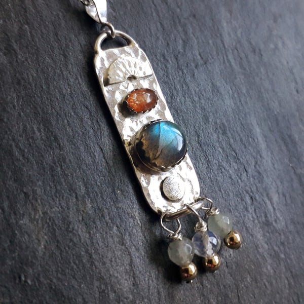 Boho Labradorite and Sunstone Necklace 