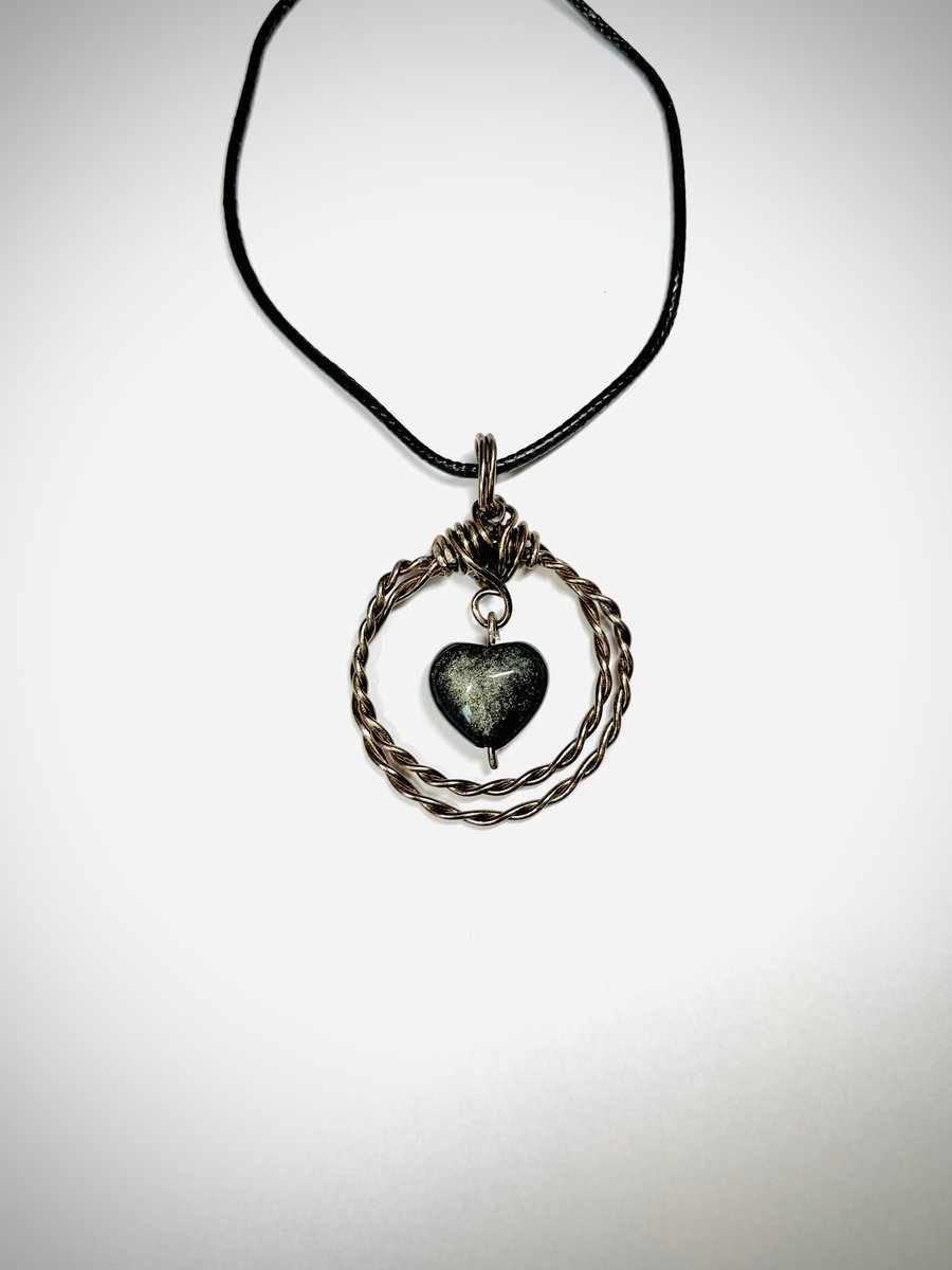 Heart shape Black Obsidian Pendant