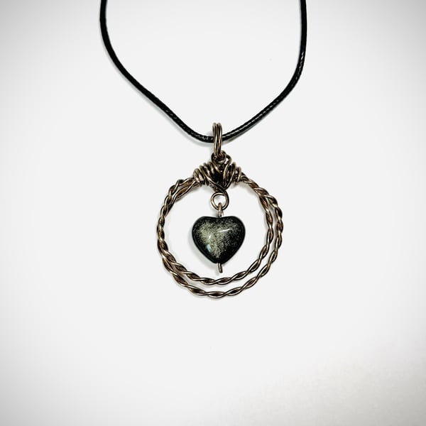 Heart shape Black Obsidian Pendant