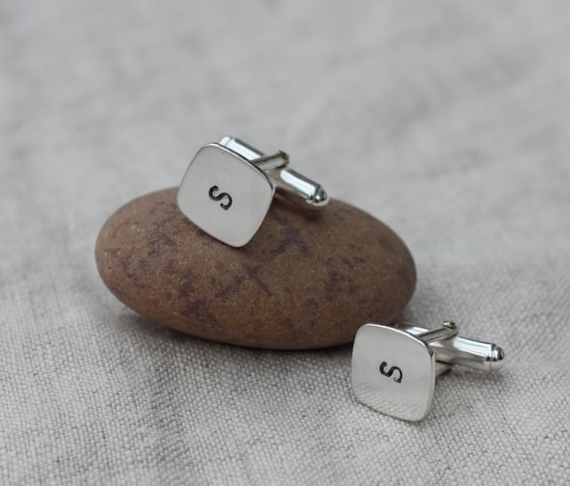 Men's Sterling silver personalised cufflinks, initial cufflinks, gift for him