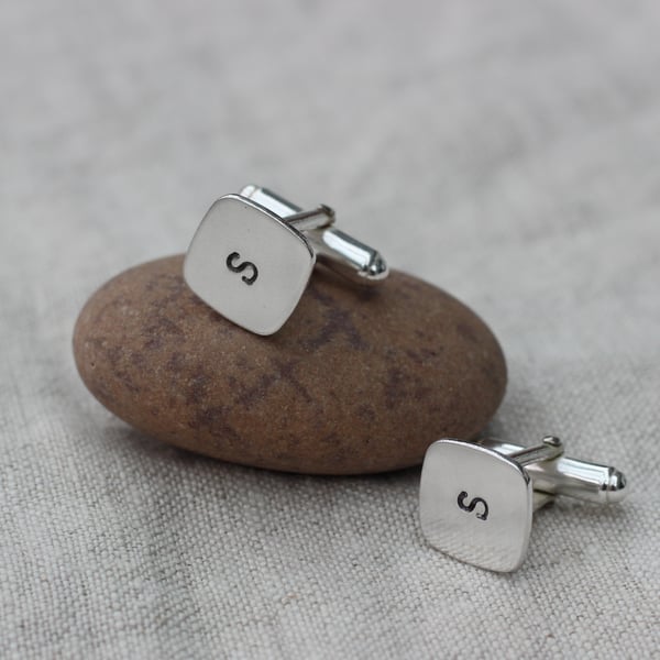 Men's Sterling silver personalised cufflinks, initial cufflinks, gift for him