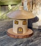 Quirky Hand crafted Wood turned Fairy Toadstool Cottage Incense Burner and cones